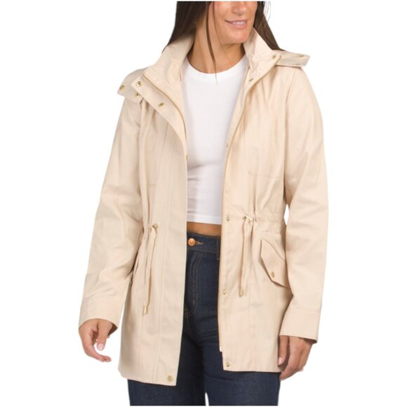 COLE HAAN Cotton Blend Short Rain Coat - Picture 1 of 3